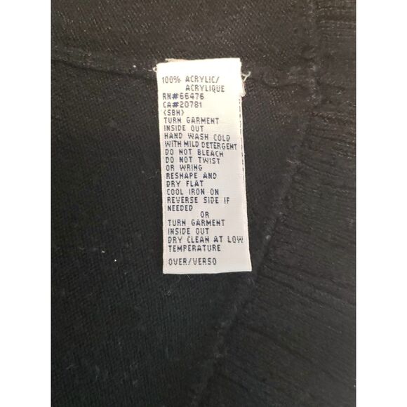 Tommy Hilfiger Black Beaded V-neck Ruffle Sweater Size S/P - Picture 5 of 6